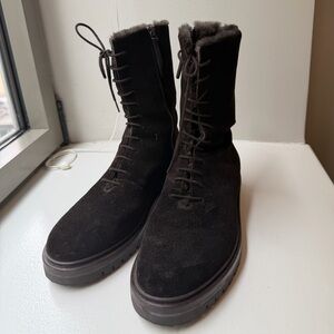 LEGRES Brown Suede Shearling Ankle Boot 39